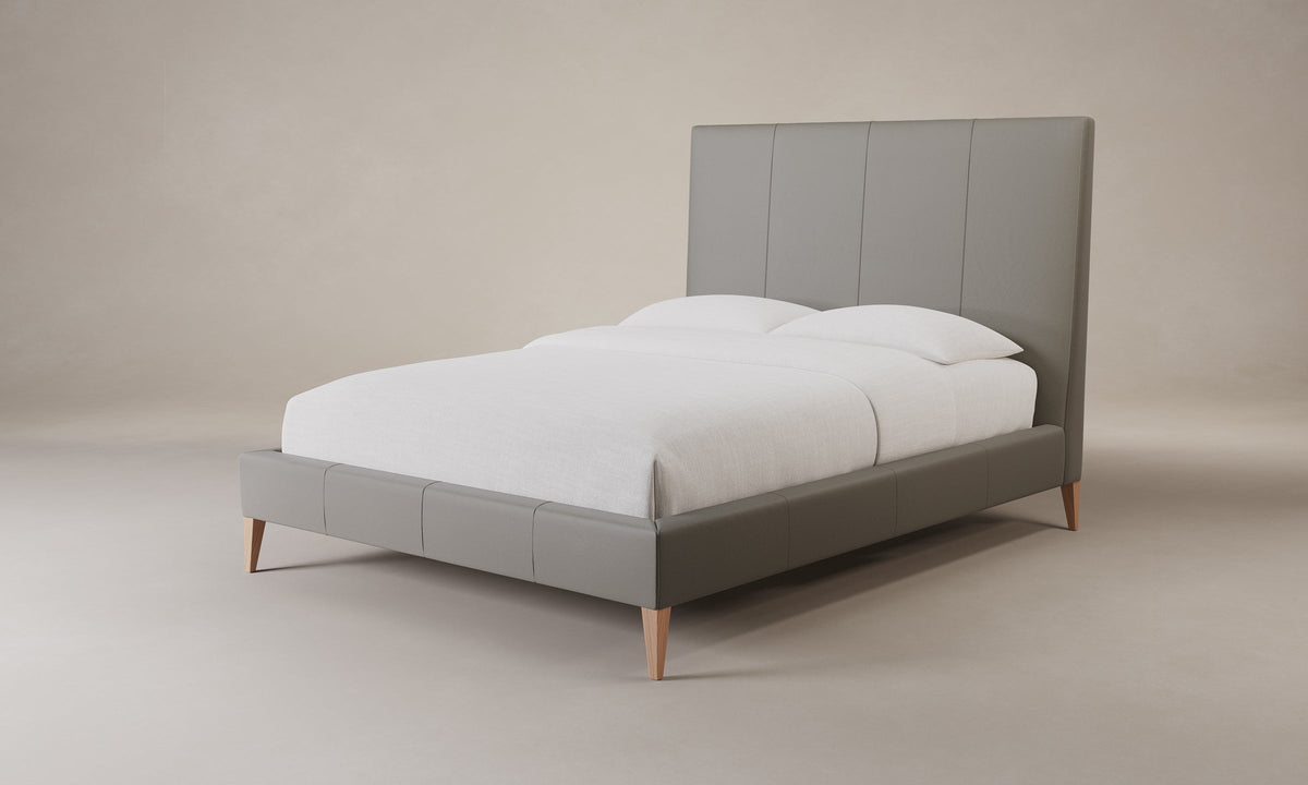 The Essex Bed - Pebbled Leather Ash