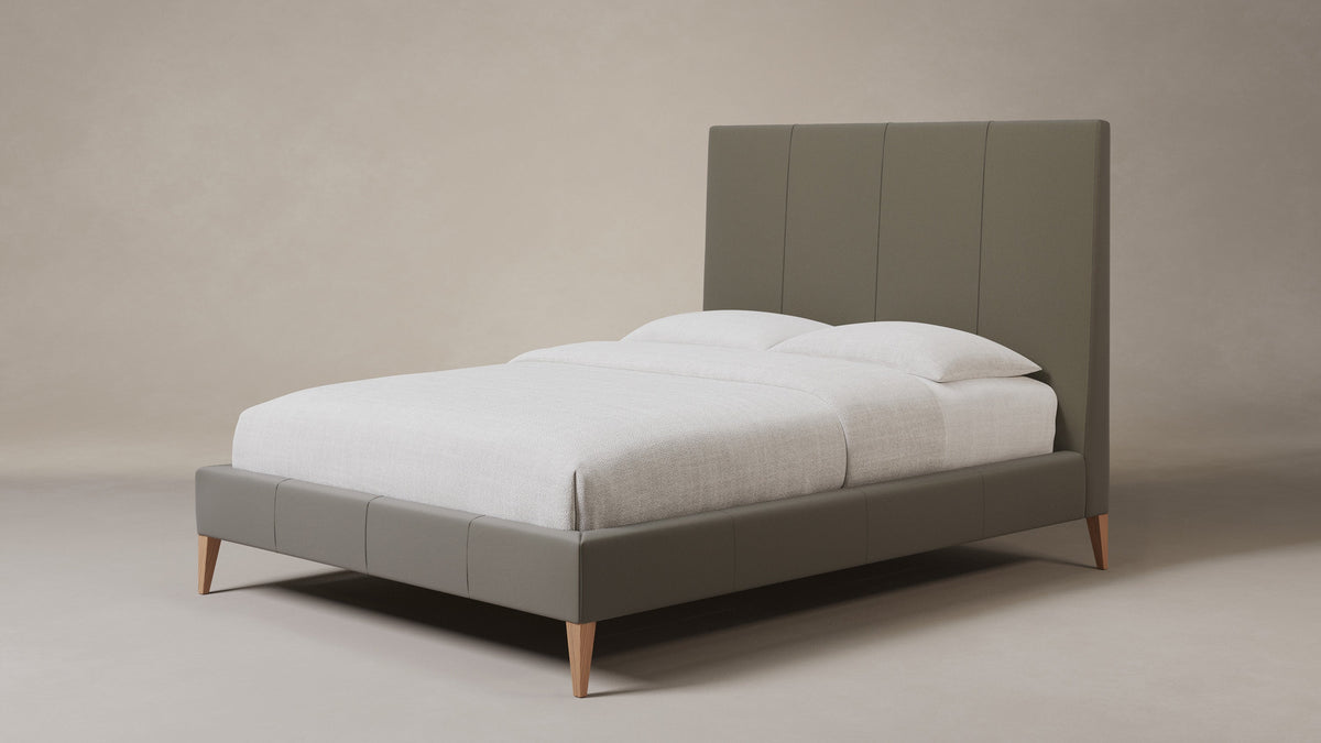 The Essex Bed - Pebbled Leather Ash