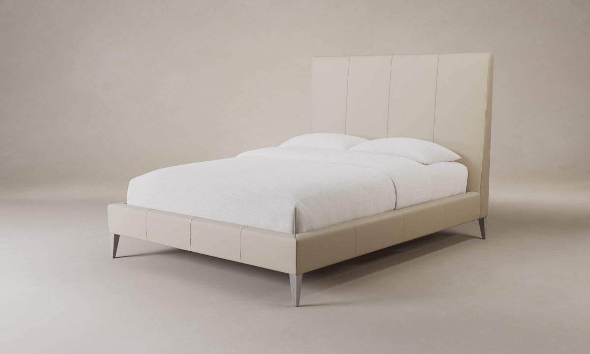 The Essex Bed - Pebbled Leather Stone