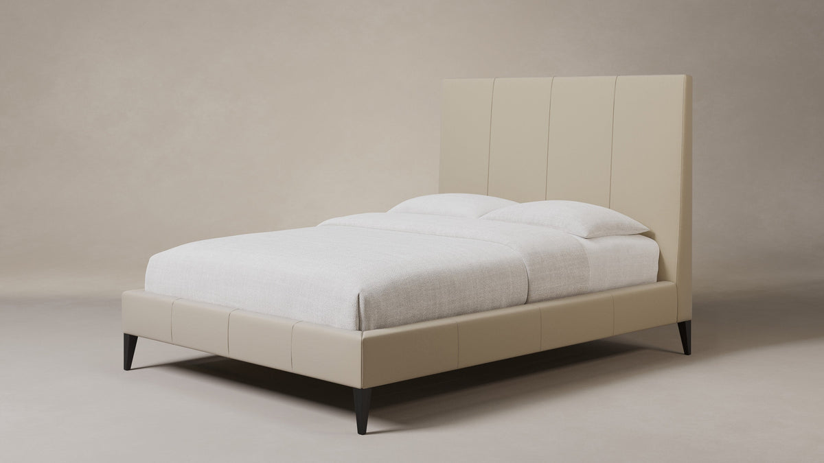 The Essex Bed - Pebbled Leather Stone
