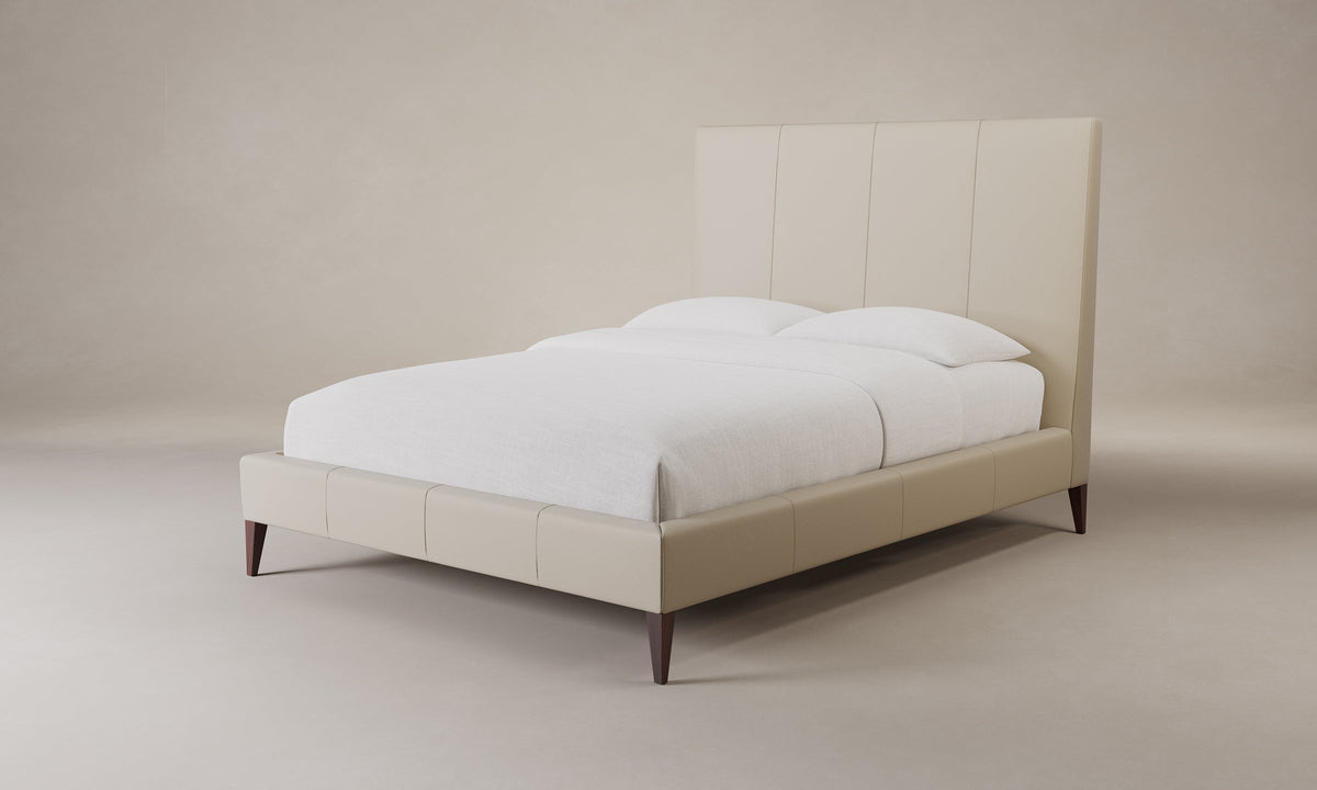 The Essex Bed - Pebbled Leather Stone