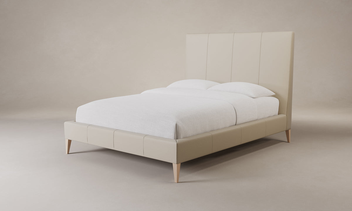The Essex Bed - Pebbled Leather Stone