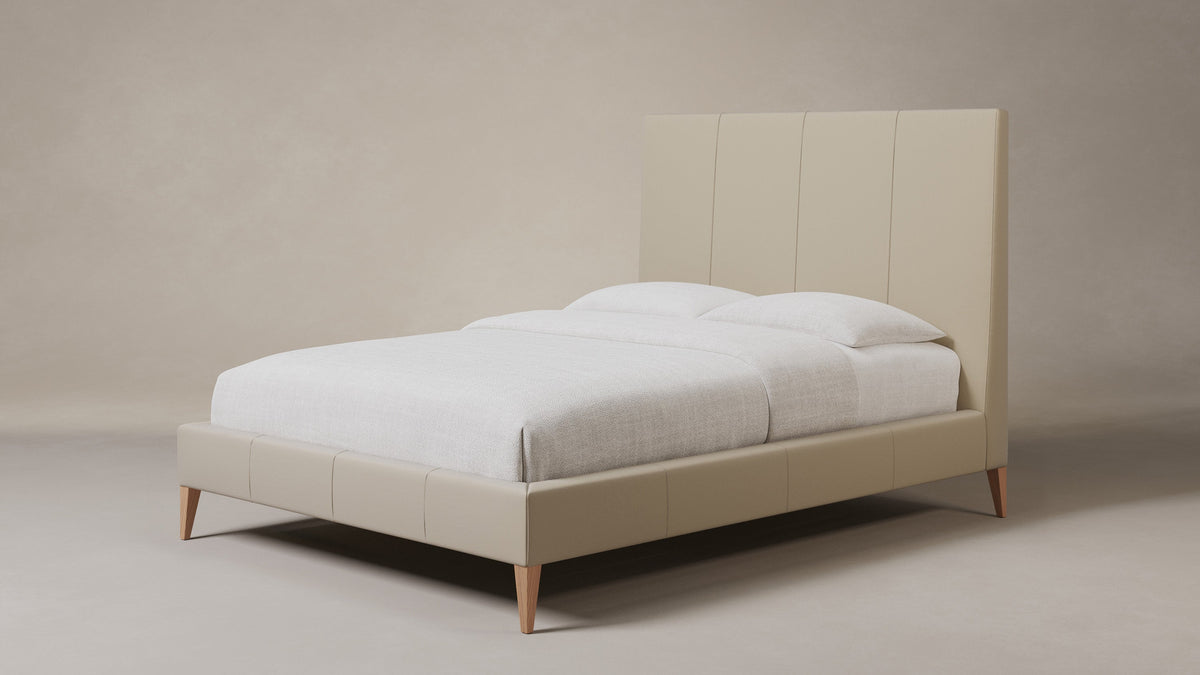 The Essex Bed - Pebbled Leather Stone