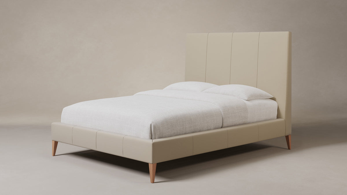 The Essex Bed - Pebbled Leather Stone