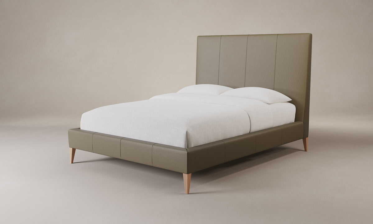 The Essex Bed - Pebbled Leather Truffle