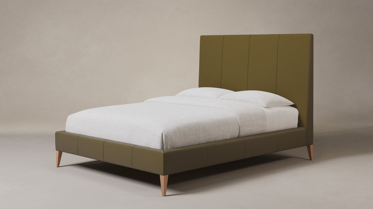 The Essex Bed - Pebbled Leather Truffle