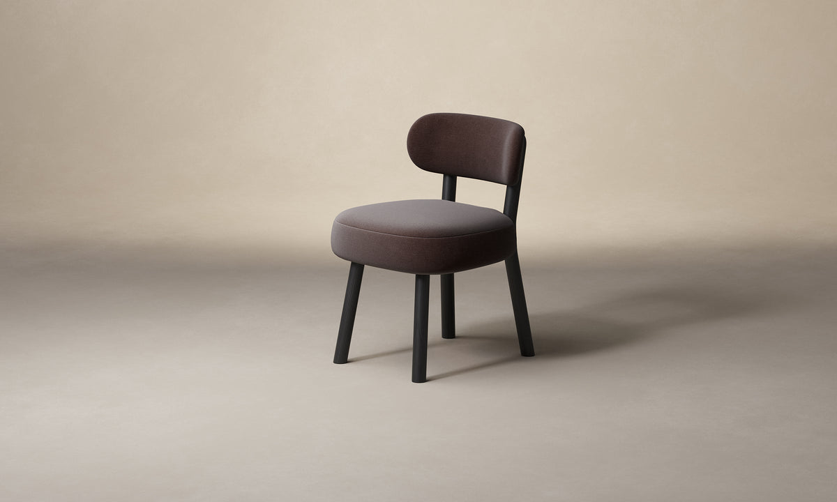 The Jane Dining Chair in Marled Alpaca Velvet Molasses with Charcoal Ash
