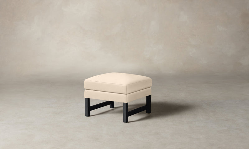The Kaye Ottoman - Costa Leather Sesame