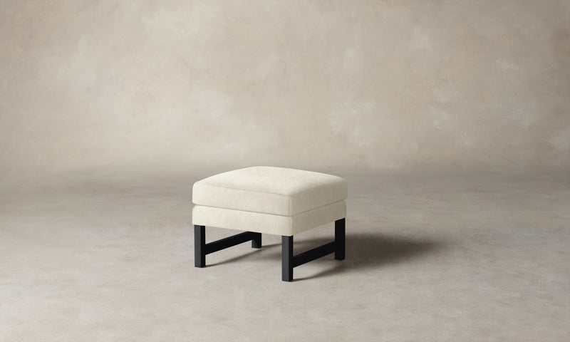 The Kaye Ottoman - Marled Alpaca Velvet Porcelain