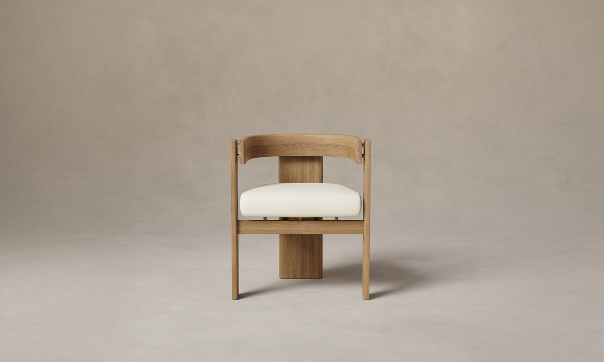 The Lunara Dining Armchair - Pebbled Leather Swan