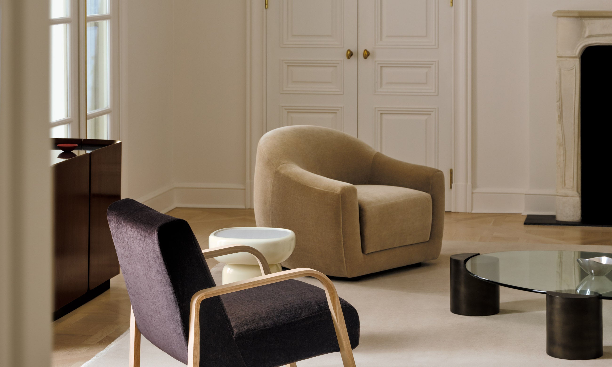 The Oliver Chair - Pebbled Leather Stone – Maiden Home
