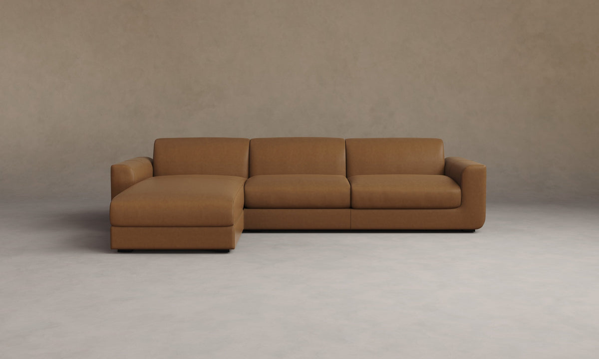 The Marcello Sectional - Costa Leather Nutmeg