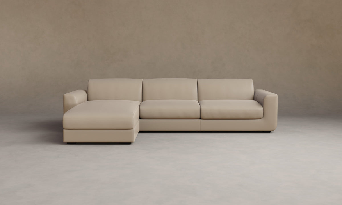 The Marcello Sectional - Costa Leather Sesame