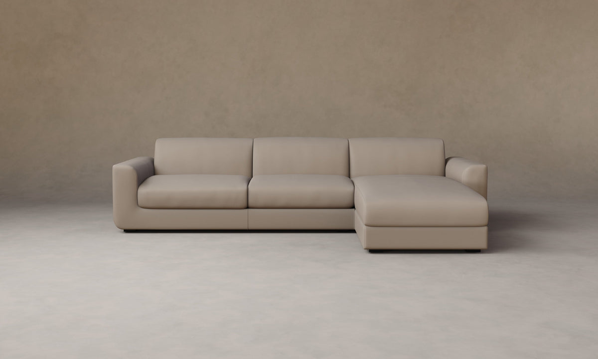 The Marcello Sectional - Pebbled Leather Stone