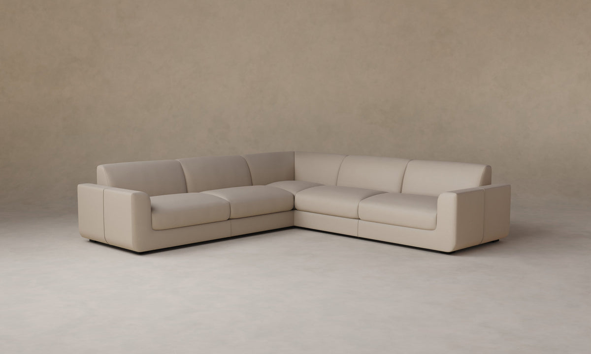 The Marcello Sectional - Pebbled Leather Stone
