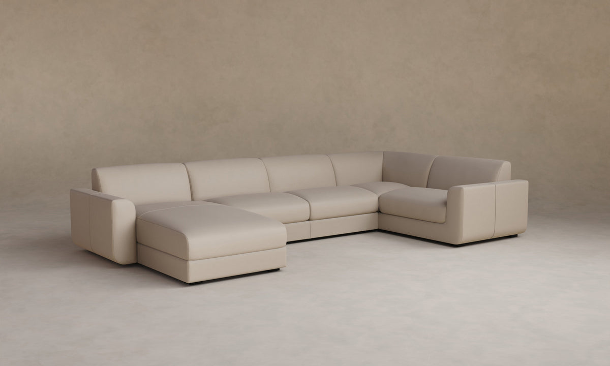 The Marcello Sectional - Pebbled Leather Stone
