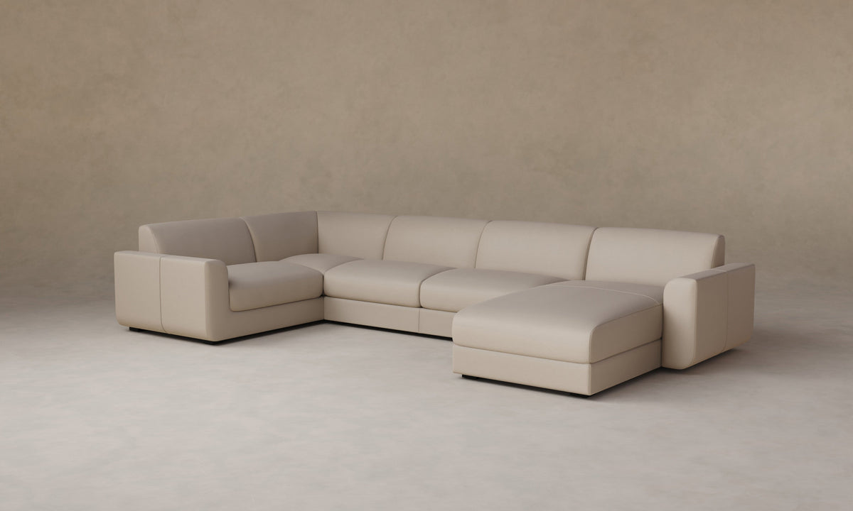 The Marcello Sectional - Pebbled Leather Stone