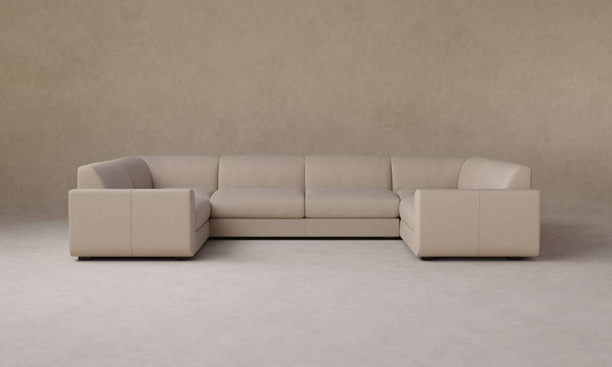 The Marcello Sectional - Pebbled Leather Stone