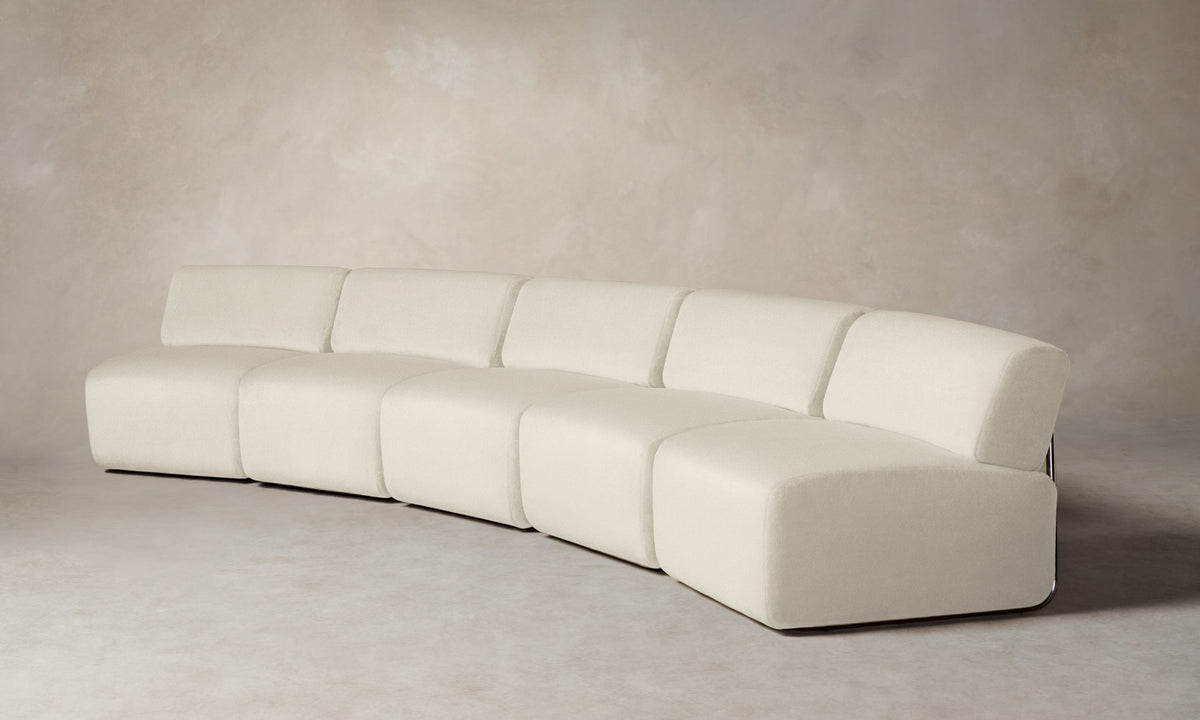 The Miles Modular Sectional - Marled Alpaca Velvet Porcelain