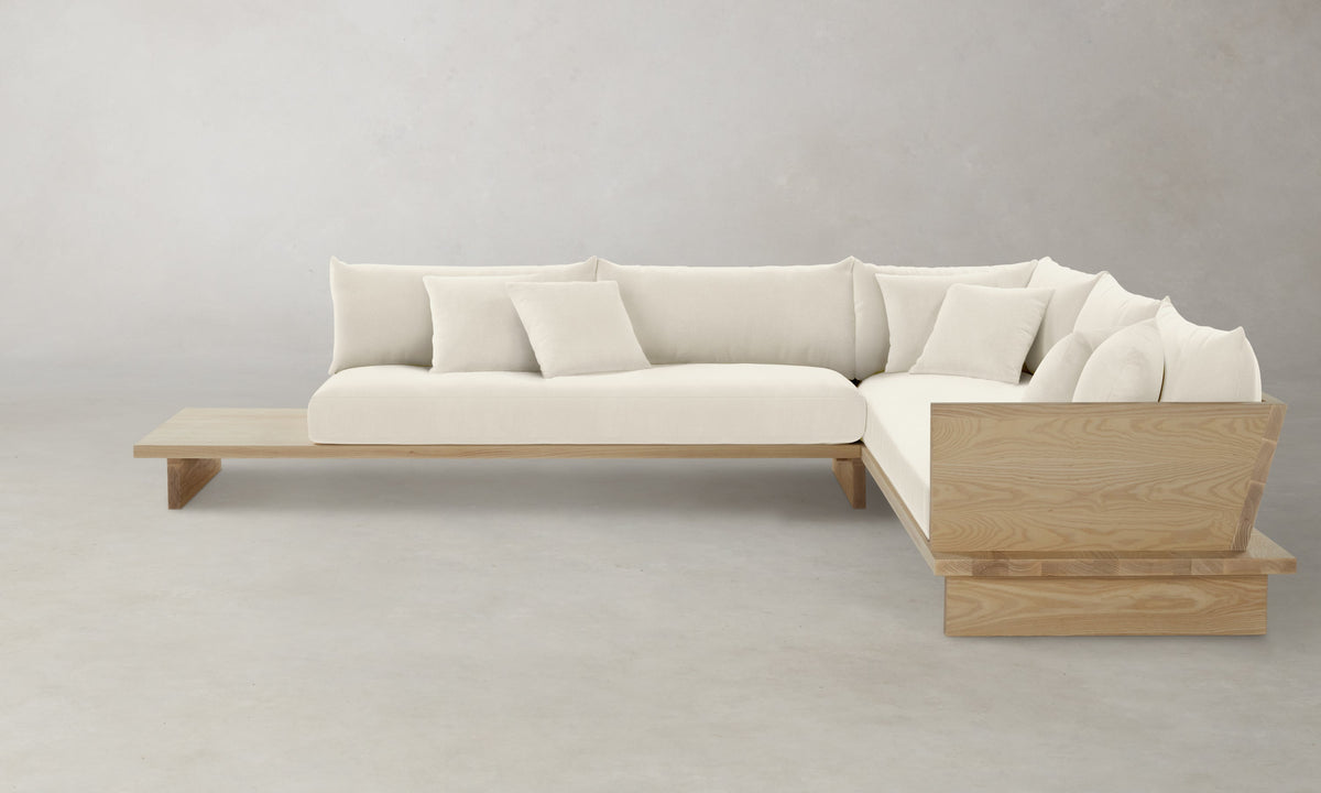 The Muir Sectional - Marled Alpaca Velvet Porcelain