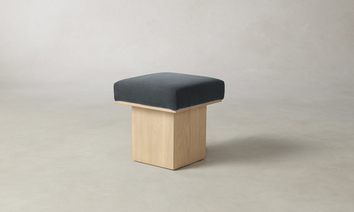 The Mulberry Ottoman - Marled Alpaca Velvet Basalt