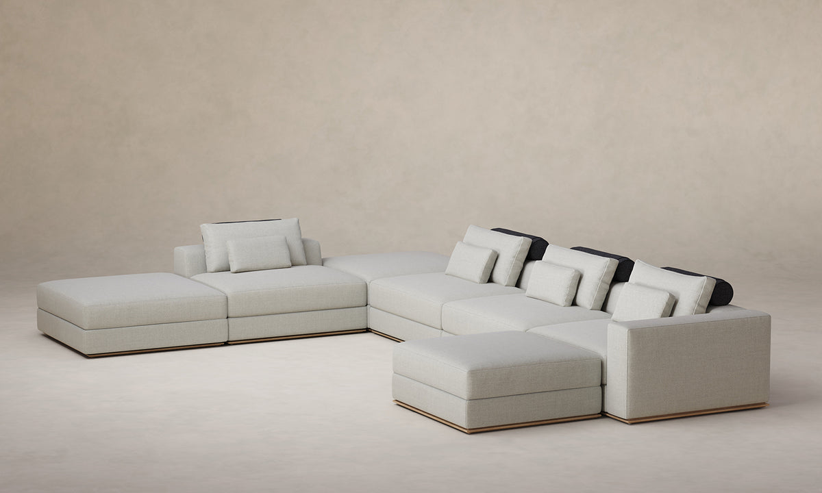 The Nicola Modular Sectional - Mixed Materials Performance Textural Weave Breeze with Italian Brushed Wool Pepper