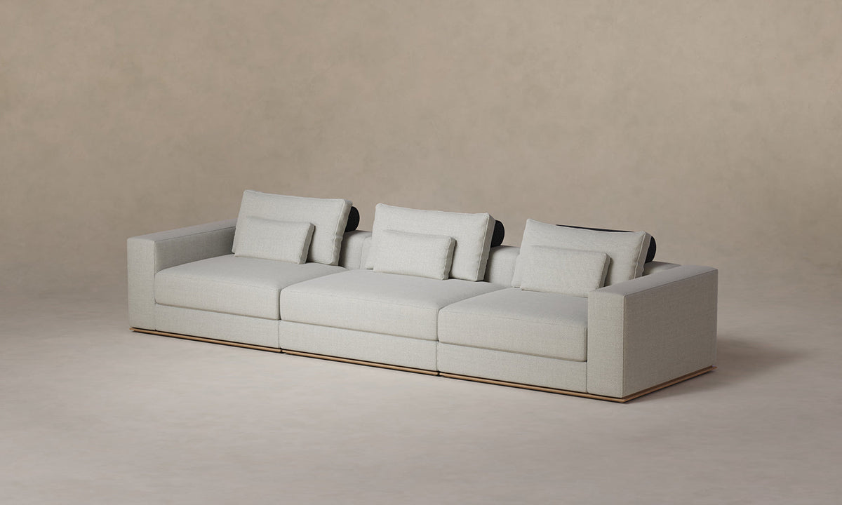 The Nicola Modular Sofa - Mixed Materials Performance Textural Weave Breeze with Italian Brushed Wool Pepper