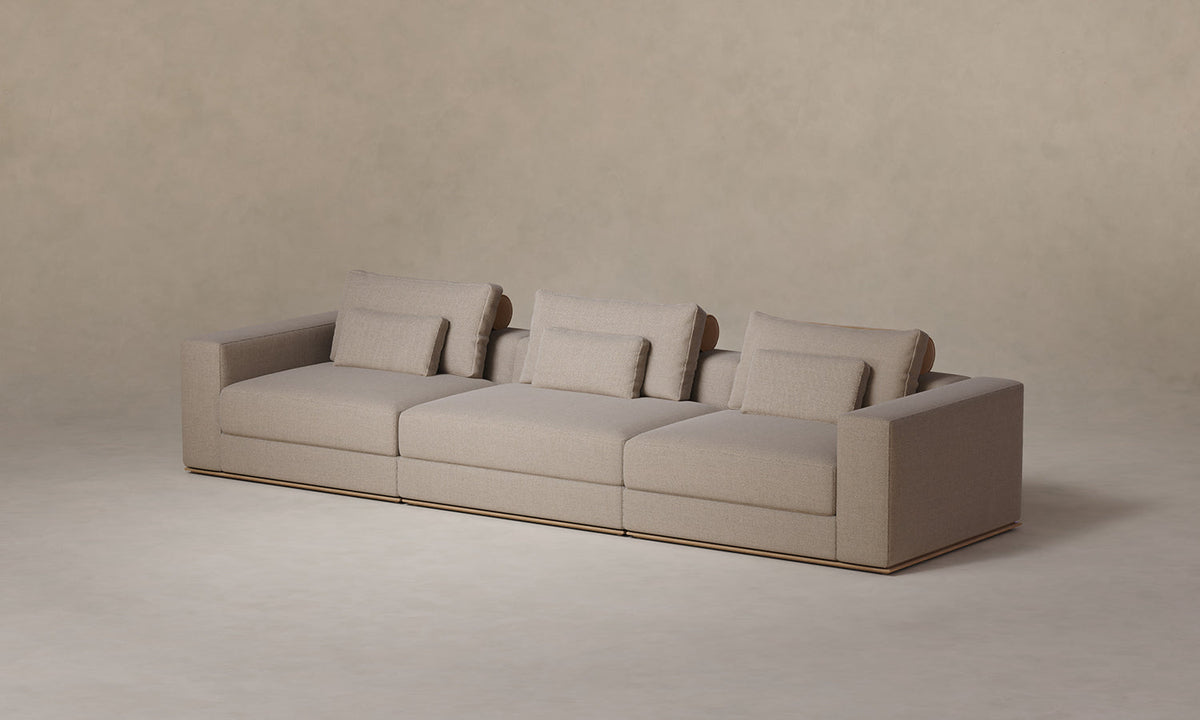 The Nicola Modular Sofa - Mixed Materials Performance Textural Weave Earthen with Nubuck Leather Rye