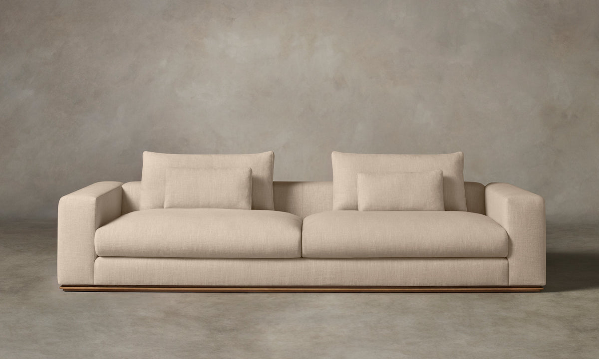 The Nicola Sofa - Mixed Materials Heritage Belgian Linen Husk with Nubuck Leather Fawn