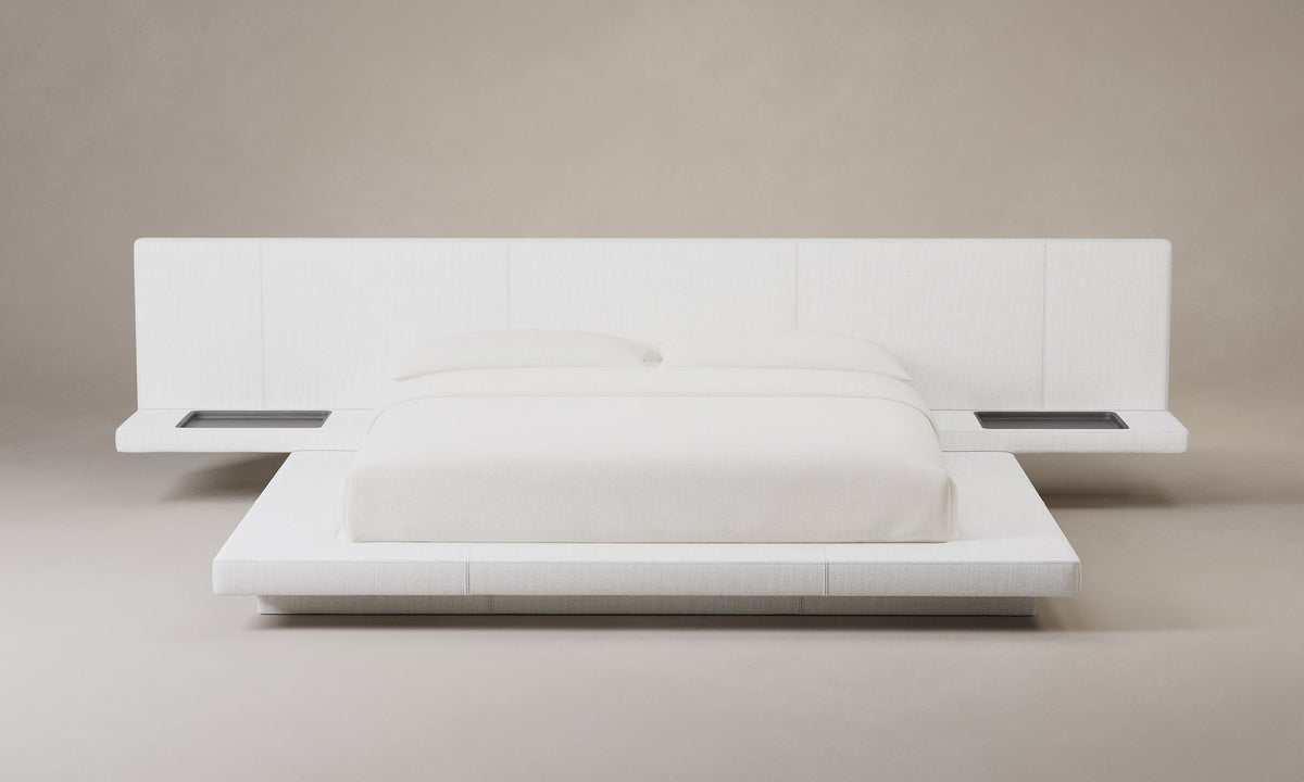 The Petra Bed - Heritage Belgian Linen Egret