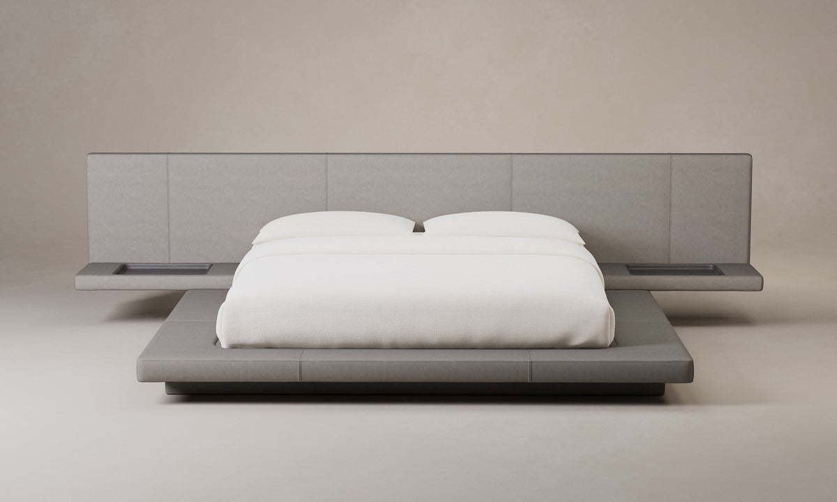 The Petra Bed - Nubuck Leather Asphalt