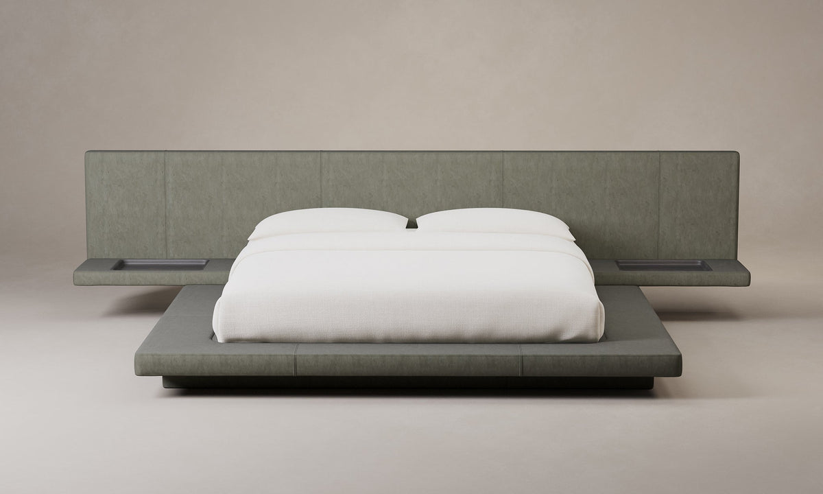 The Petra Bed - Nubuck Leather Gravel