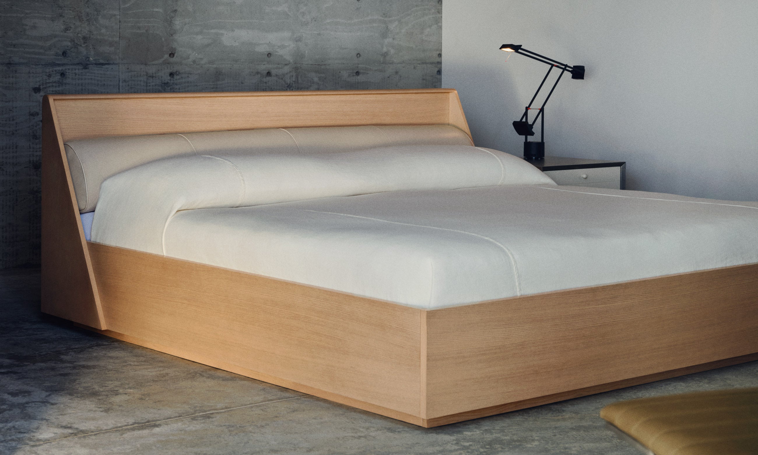The Verne Bed - Costa Leather Sesame – Maiden Home