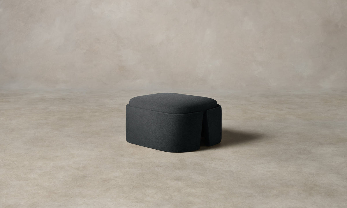 The Separa Ottoman - Marled Alpaca Velvet Basalt