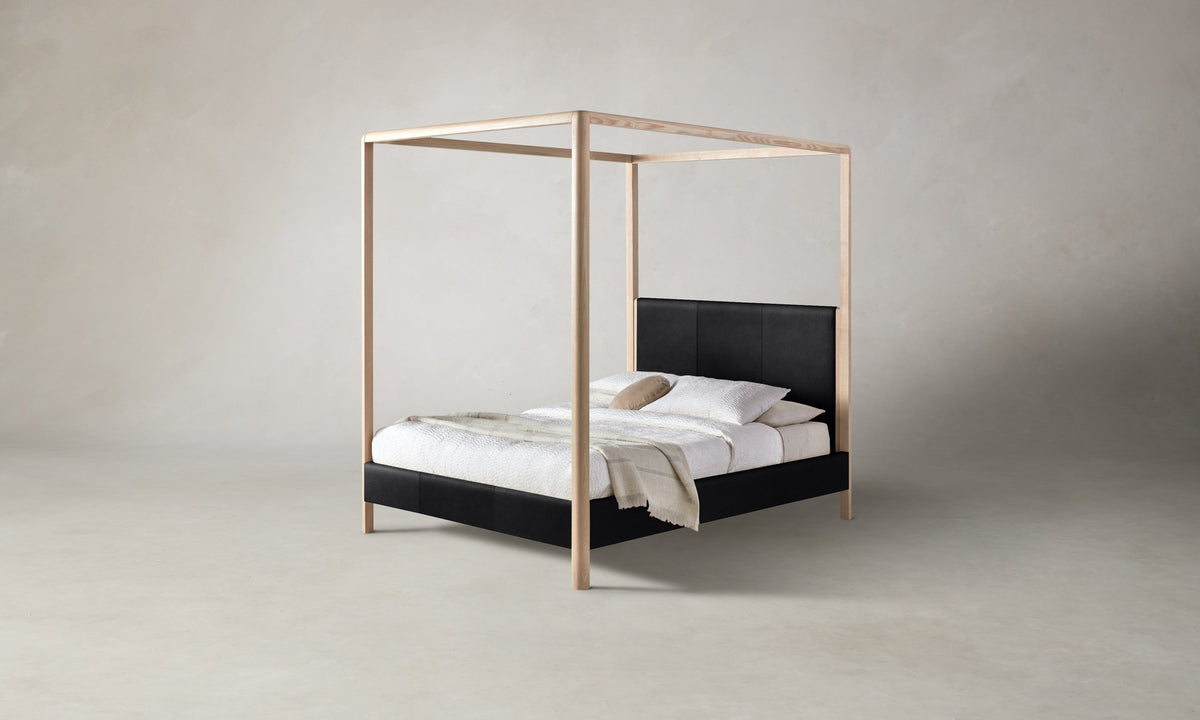 The Thompson Canopy Bed - Costa Leather Jet
