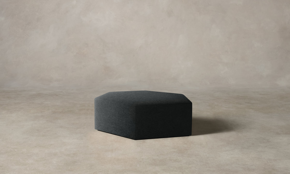 The Trivena Ottoman - Marled Alpaca Velvet Basalt