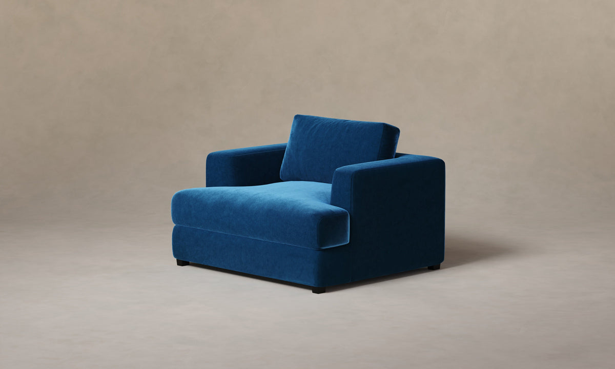 The Varick Chair-and-a-Half - Performance Velvet Sapphire