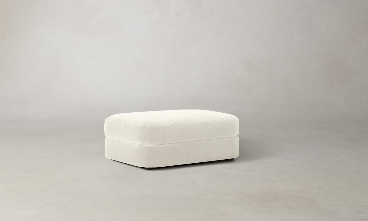 The Varick Ottoman - Marled Alpaca Velvet Porcelain