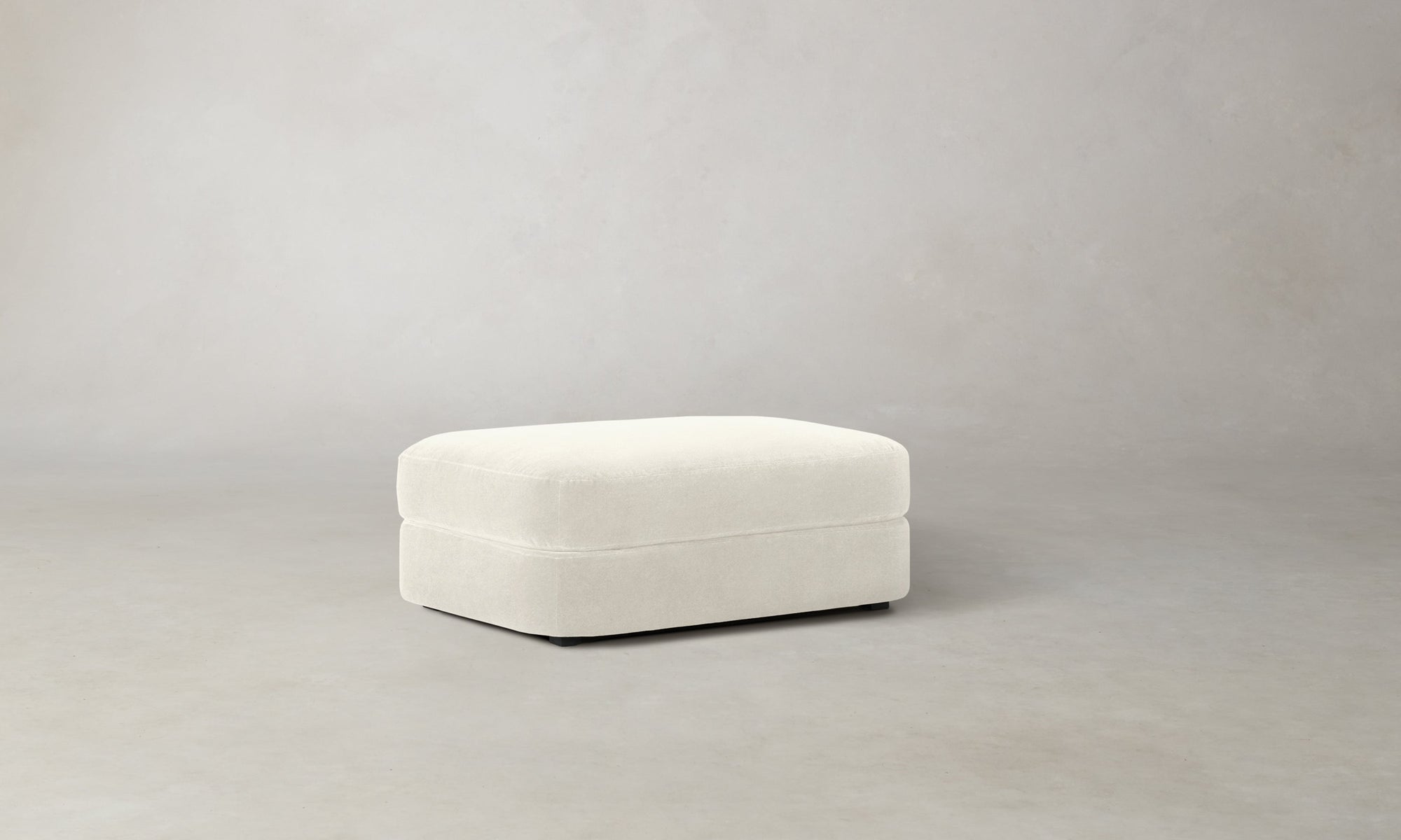 The Varick Ottoman - Marled Alpaca Velvet Porcelain