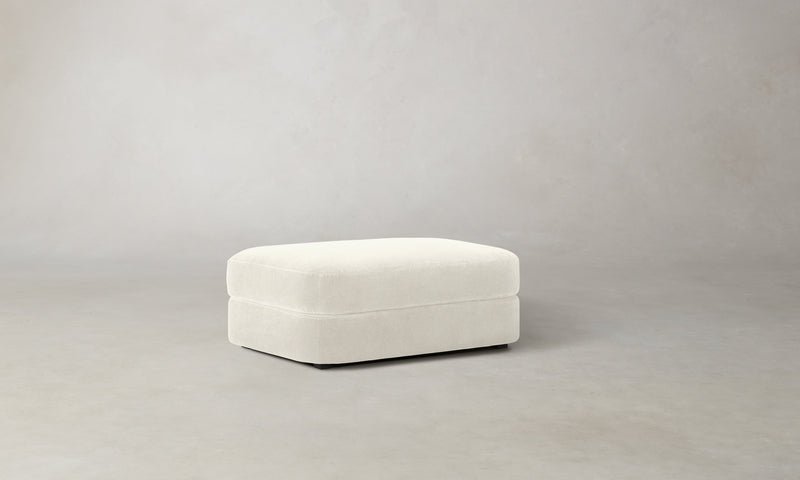 The Varick Ottoman - Marled Alpaca Velvet Porcelain