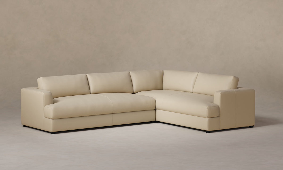 The Varick Sectional - Pebbled Leather Stone