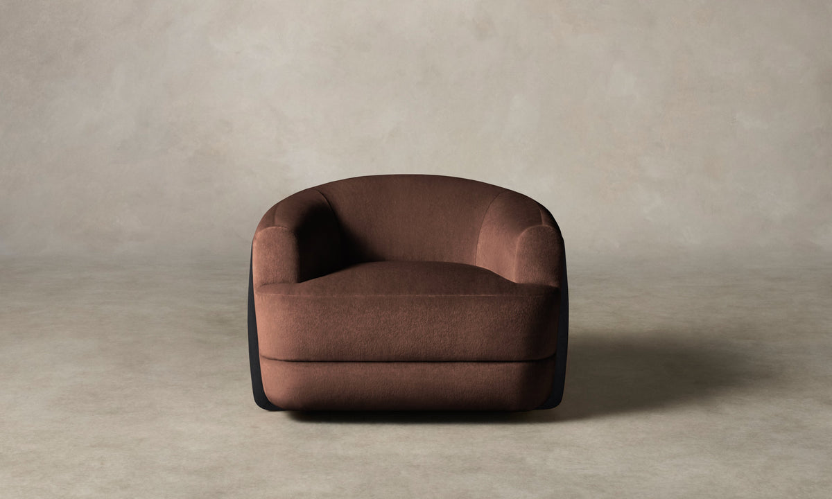 The Vera Chair in Marled Alpaca Velvet Molasses with Blackened