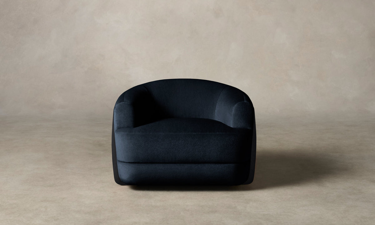 The Vera Chair in Mohair Admiral with Blackened