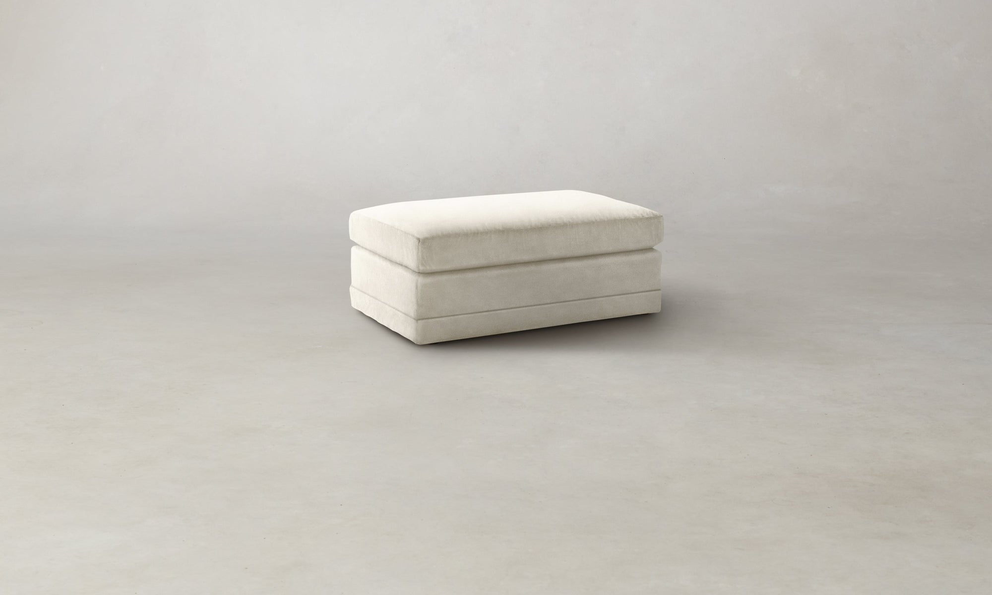 The Warren Ottoman - Marled Alpaca Velvet Porcelain
