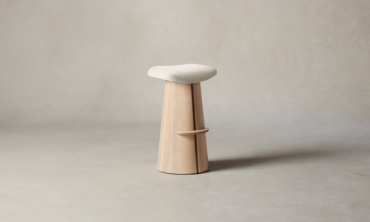 The Weston Bar & Counter Stool - Marled Alpaca Velvet Porcelain