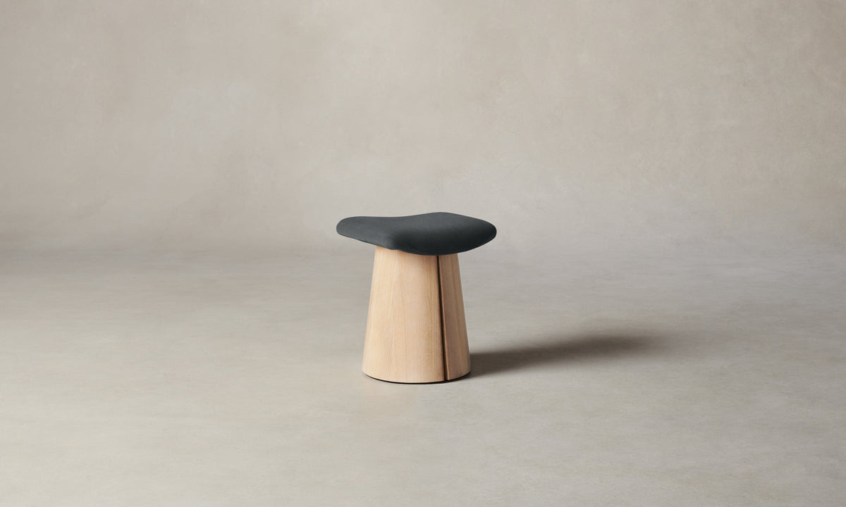 The Weston Stool - Marled Alpaca Velvet Basalt