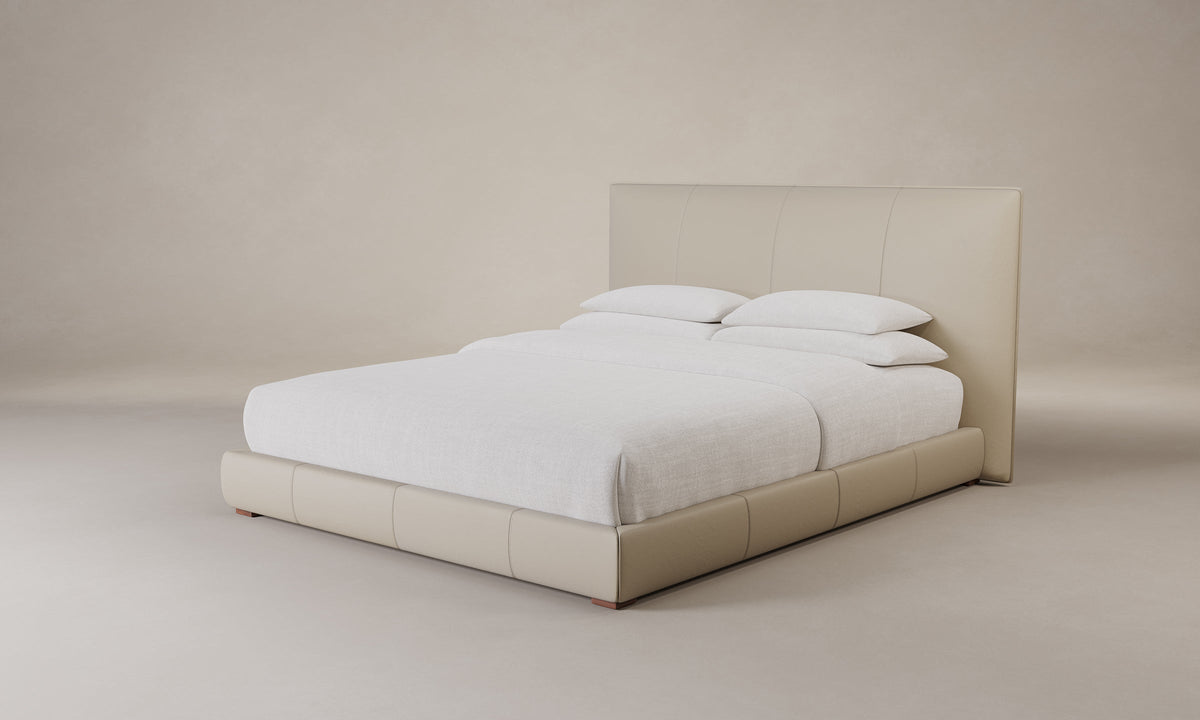 The Wythe Bed - Pebbled Leather Stone