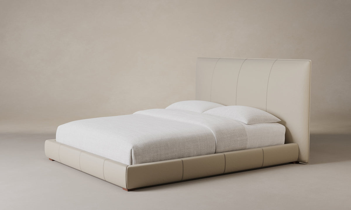The Wythe Bed - Pebbled Leather Stone