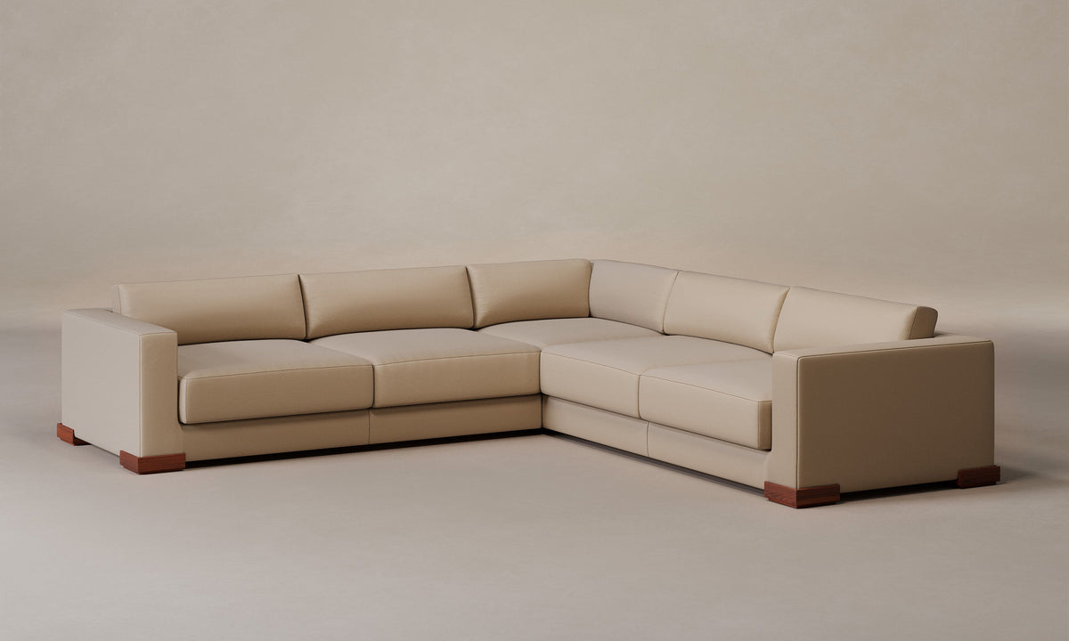 The Blair Sectional - Pebbled Leather Stone