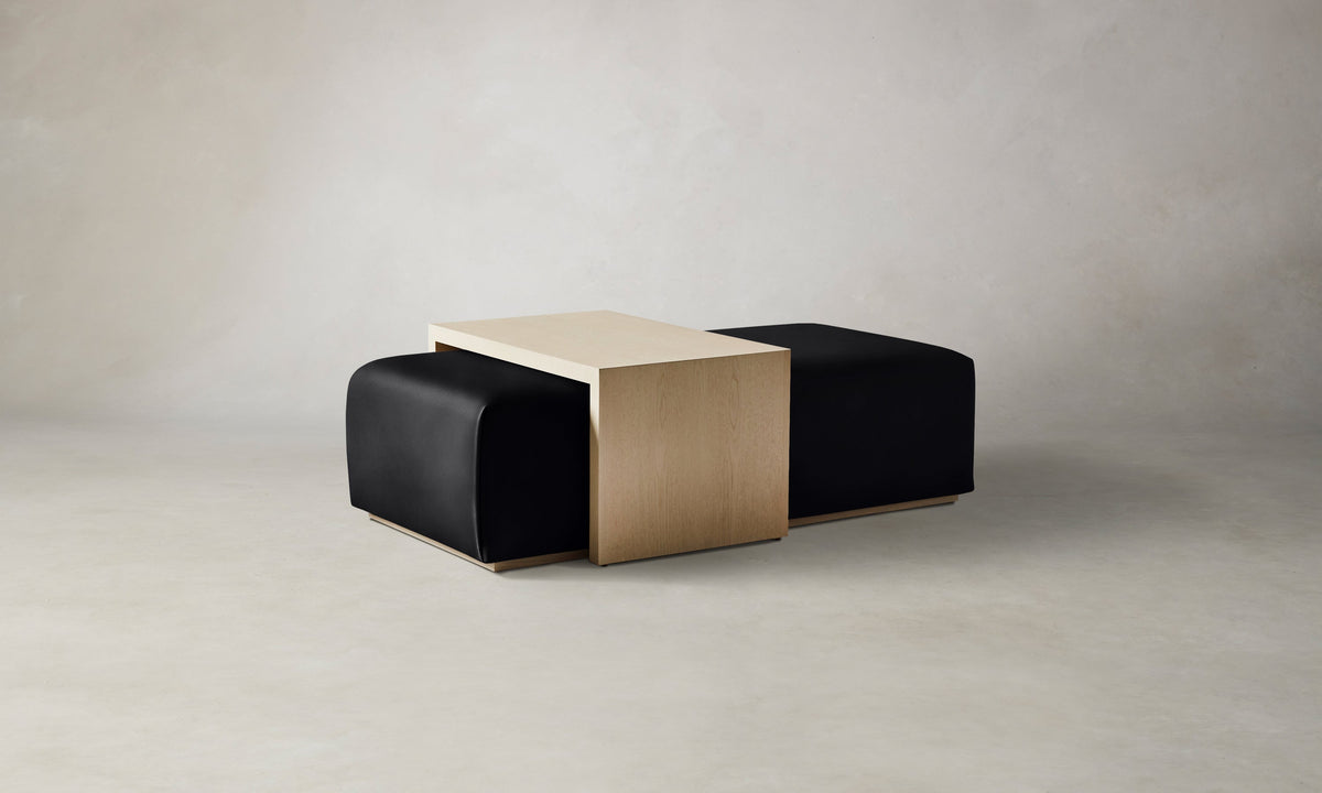 The Bowery Ottoman - Costa Leather Jet